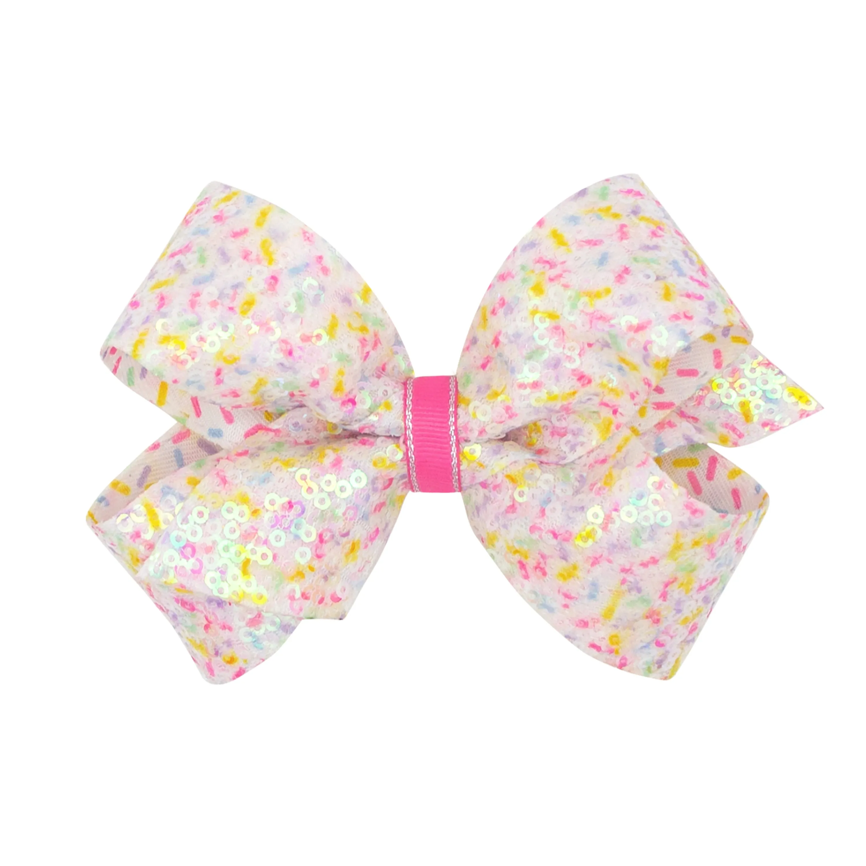 Wee Ones Sequin Birthday Print Hair Bow on Clippie