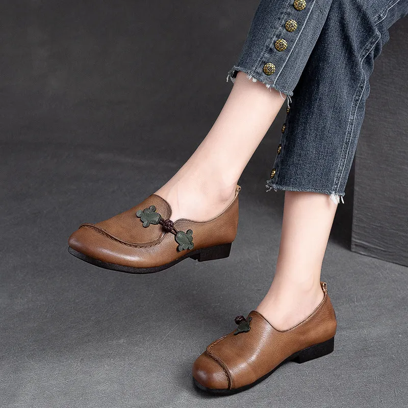 Women Flat Soft Leather Retro Casual Shoes