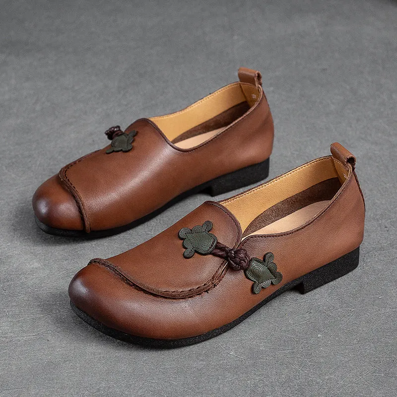 Women Flat Soft Leather Retro Casual Shoes