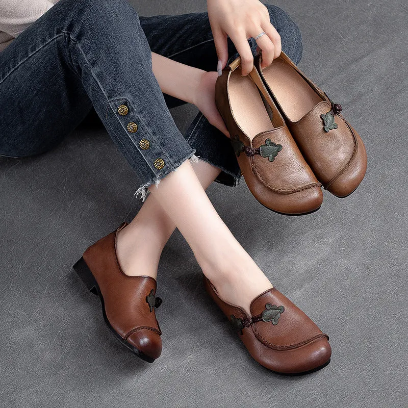 Women Flat Soft Leather Retro Casual Shoes