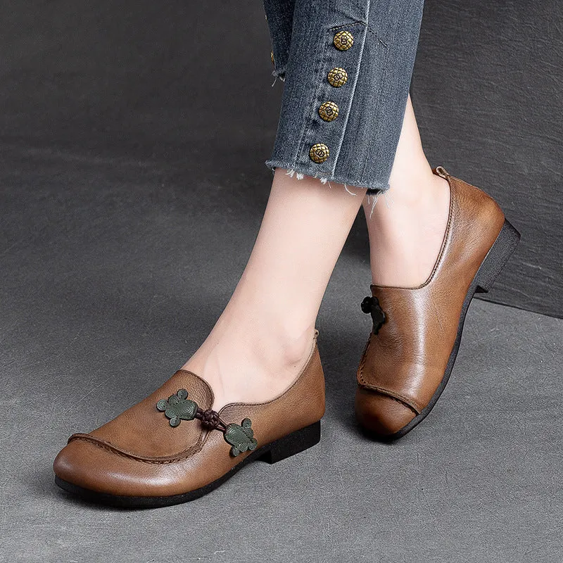 Women Flat Soft Leather Retro Casual Shoes